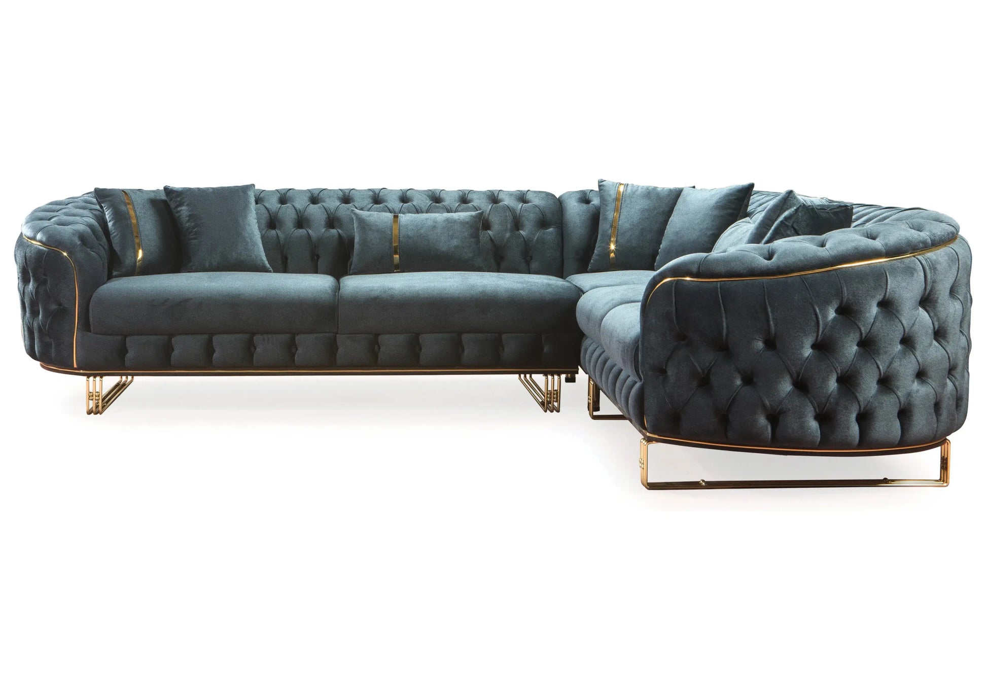 Canapé Turc Capitonné Velours Anthracite Doré Chesterfield – PARIS (Copie) DEKOFLIX