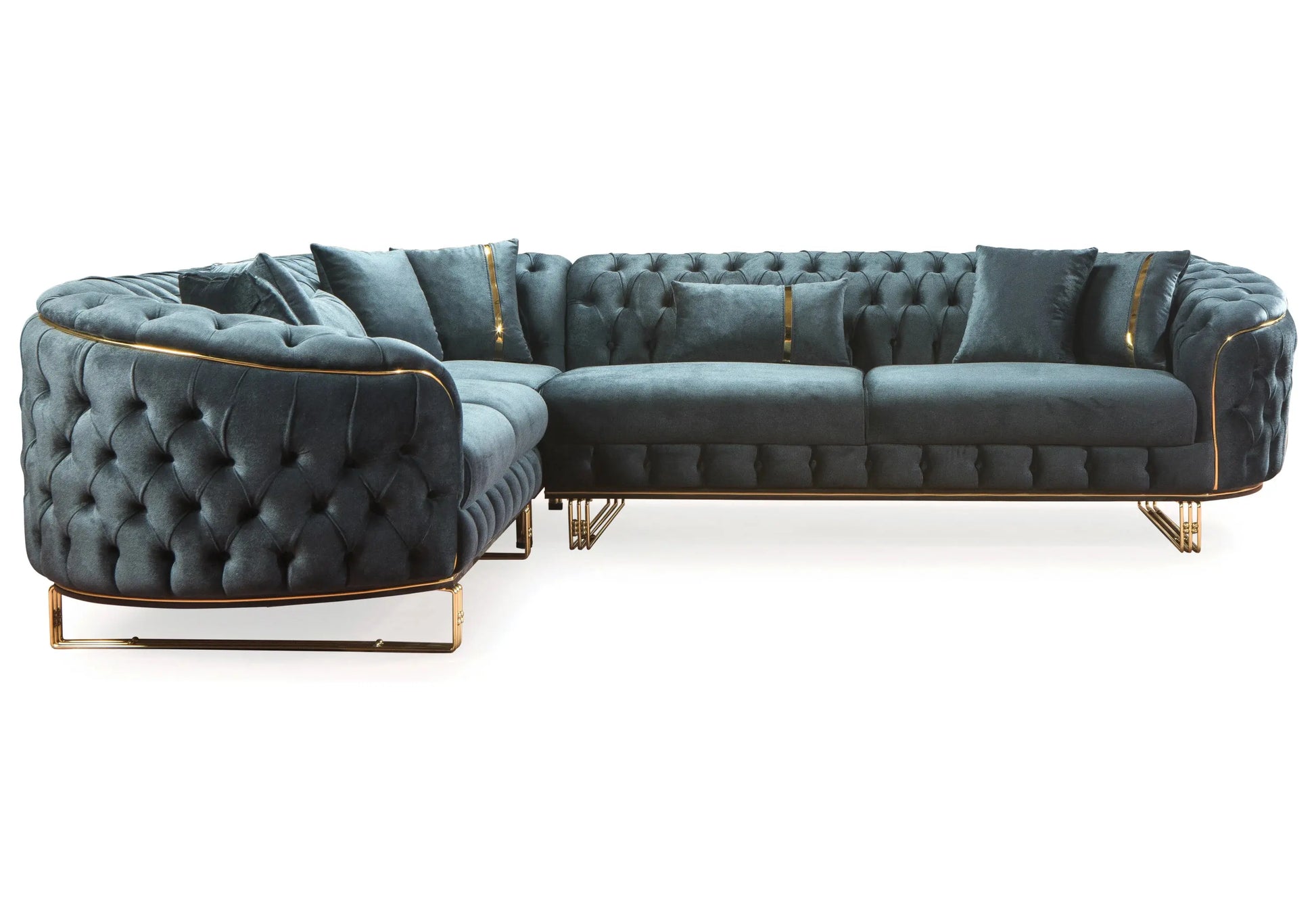 Canapé Turc Capitonné Velours Anthracite Doré Chesterfield – PARIS (Copie) DEKOFLIX