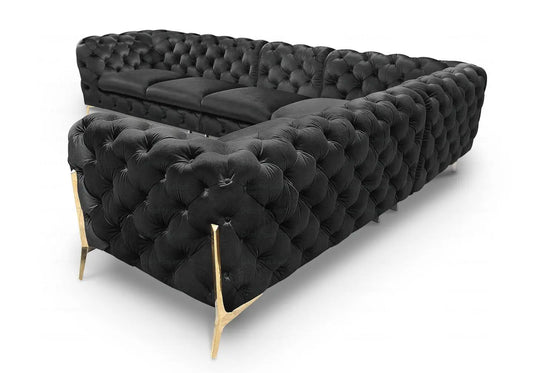 Canapé angle chesterfield noir PACO BM Design