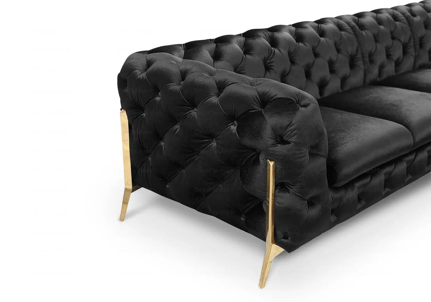 Canapé angle chesterfield noir PACO BM Design