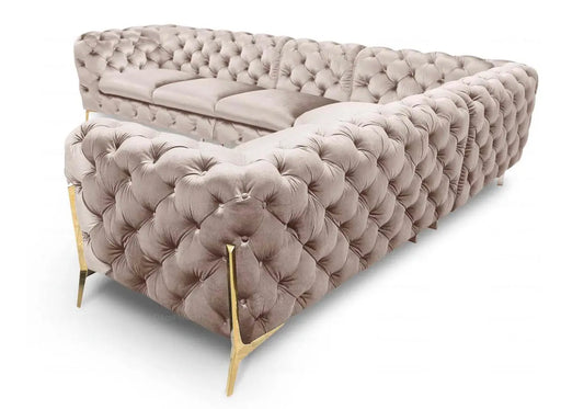 Canapé angle chesterfield taupe PACO BM Design