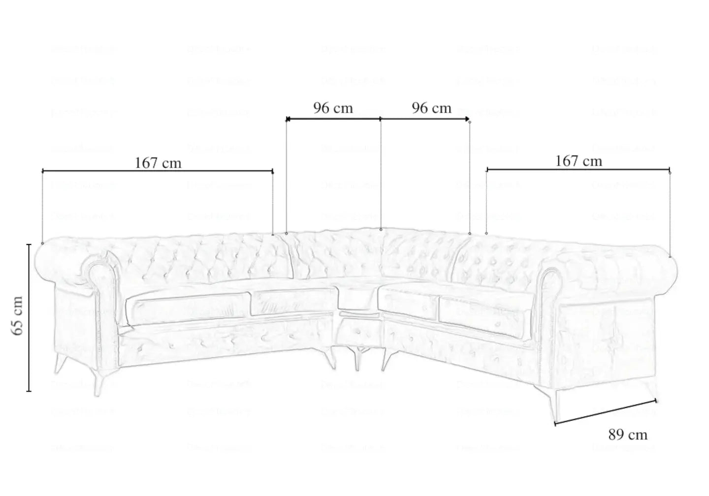 Canapé angle chesterfield velours gris HUGO New Design