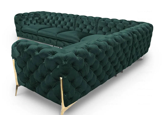 Canapé angle chesterfield vert PACO BM Design