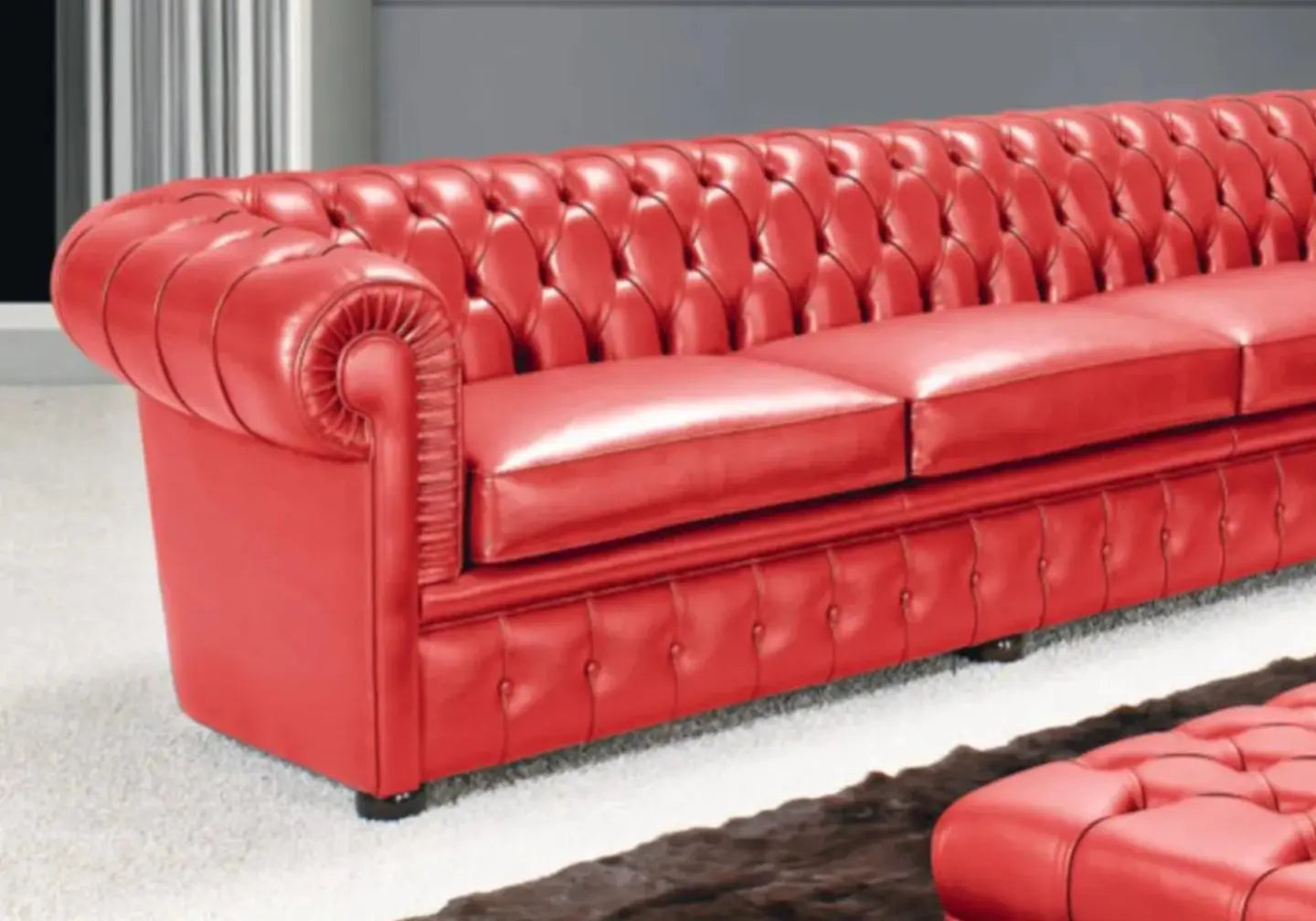 Canapé angle cuir rouge CHESTERFIELD S.T. Italy