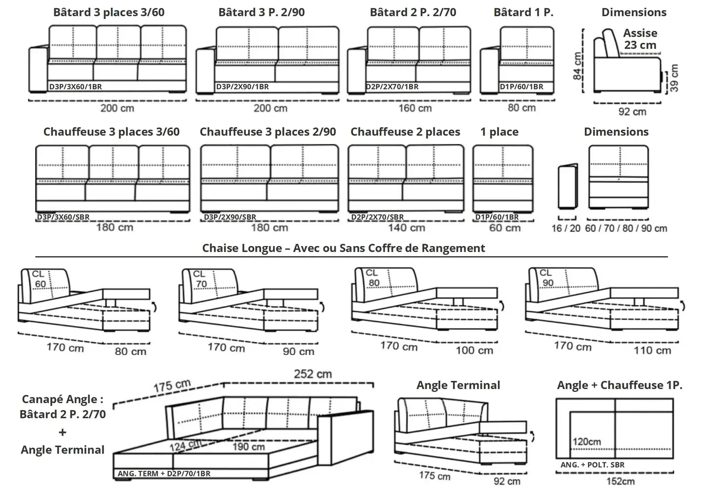 Canapé angle modulable gris ALEX Made in Italy