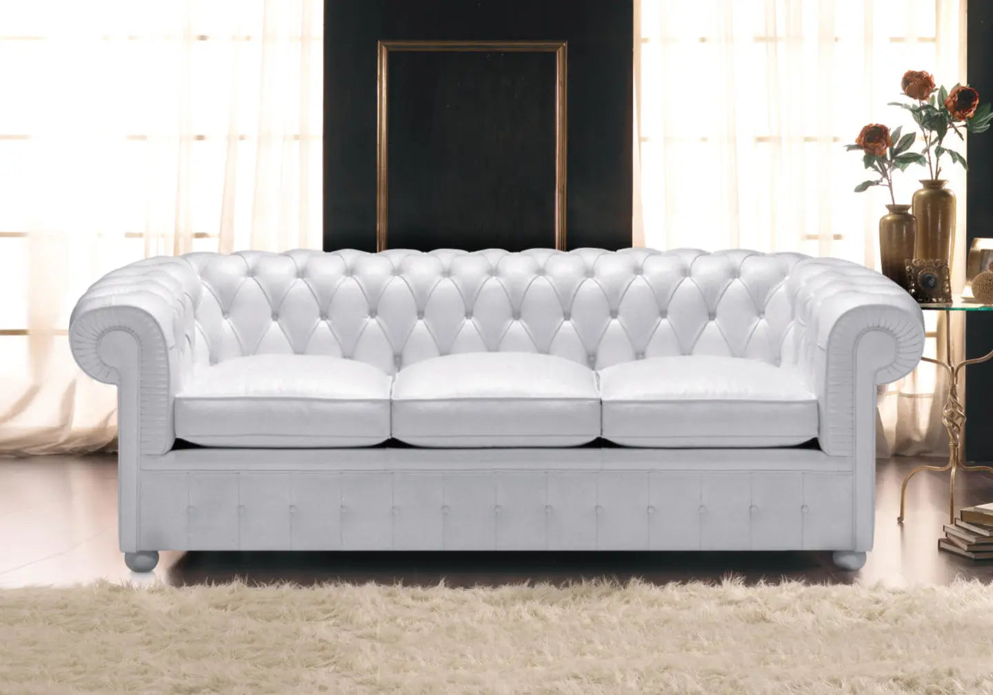 Canapé cuir blanc capitonné CHESTERFIELD S.T. Italy