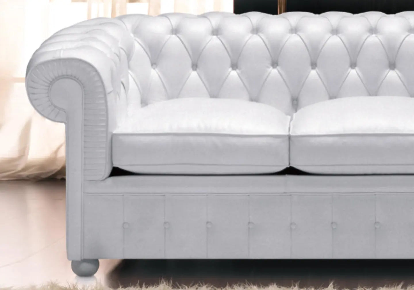 Canapé cuir blanc capitonné CHESTERFIELD S.T. Italy