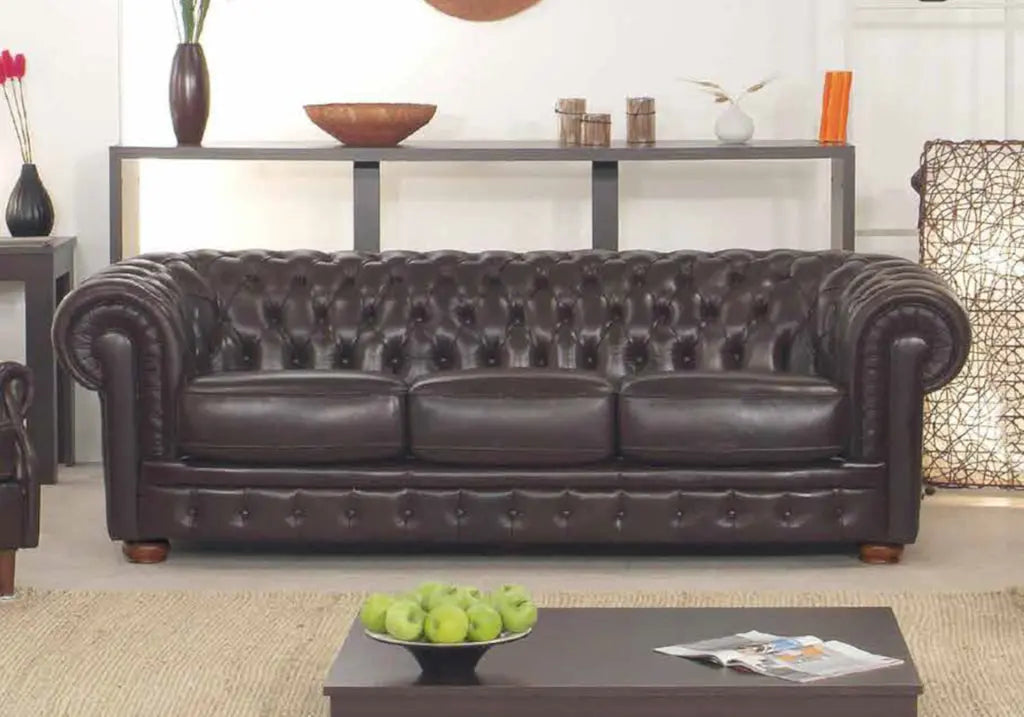 Canapé cuir chesterfield marron STELLA Made in Italy