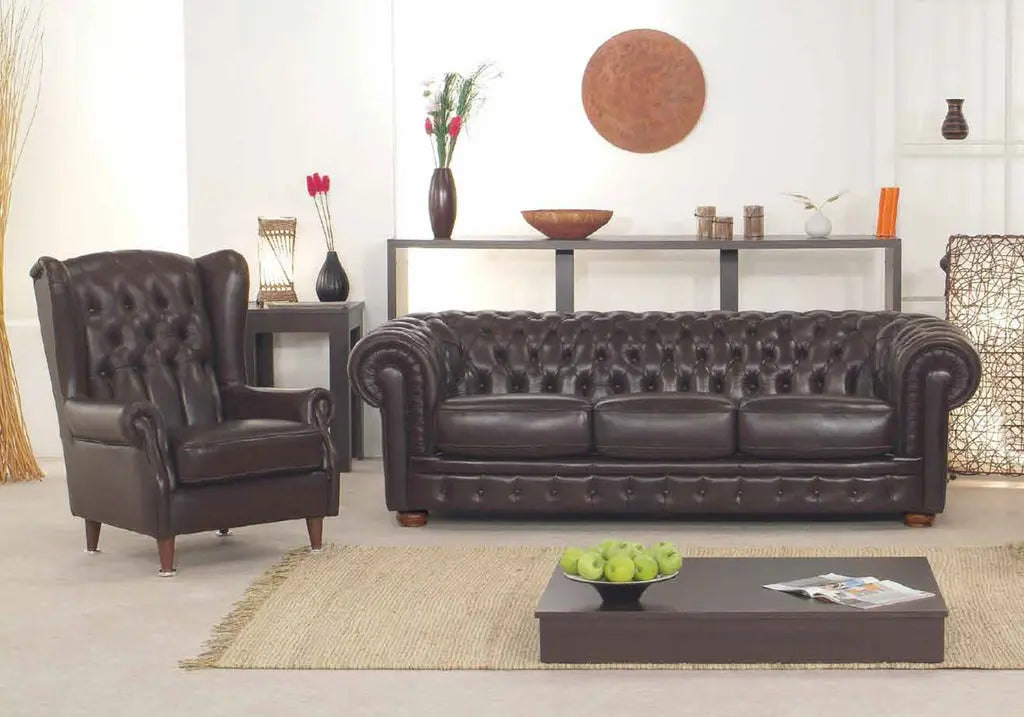 Canapé cuir chesterfield marron STELLA Made in Italy