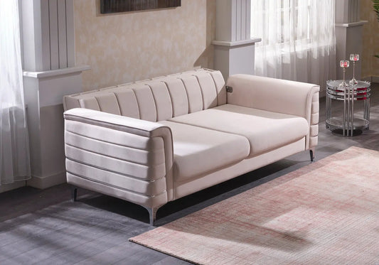 Canapé design velours beige ANKA Slims Mobilya