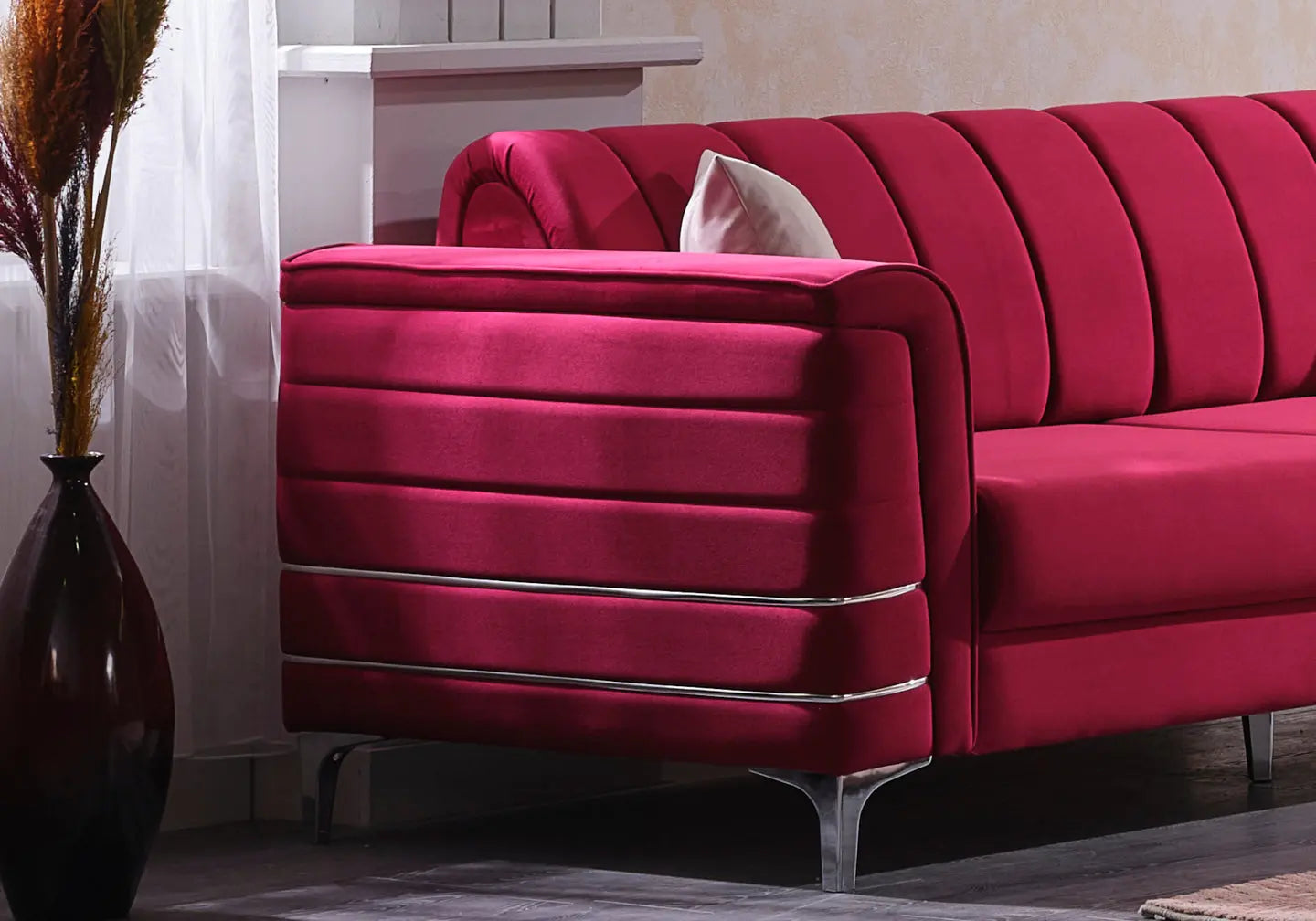 Canapé design velours rouge ANKA Slims Mobilya