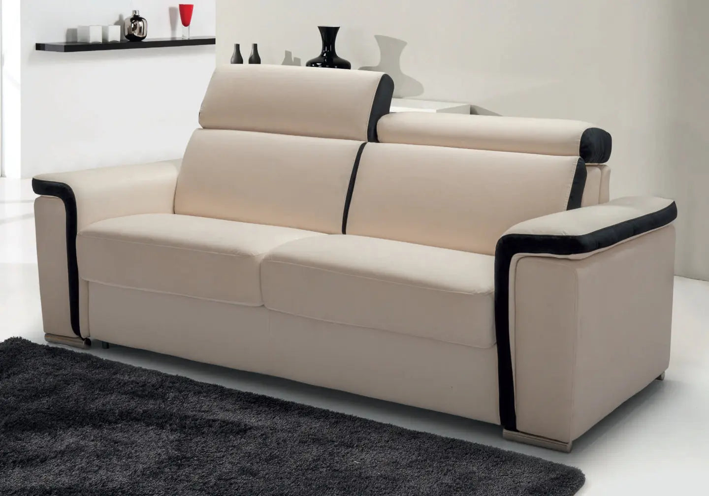 Canapé lit rapido cuir noir blanc PARU Italian Sofa