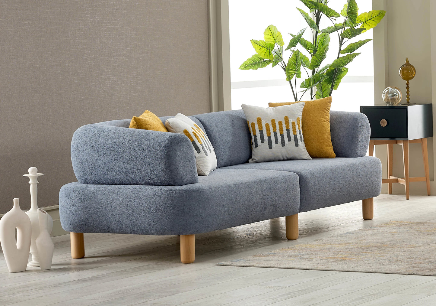 Canapé arrondi tissu bouclé dossier réglable – CARLOS