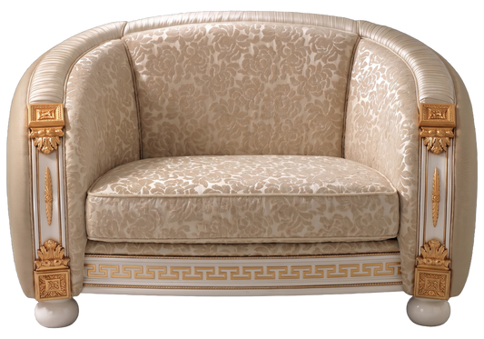 Fauteuil baroque italien beige et doré - Liberty