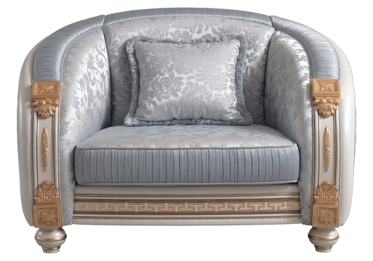 Fauteuil baroque italien bleu argenté - Liberty