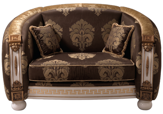 Fauteuil baroque italien marron et doré - Liberty