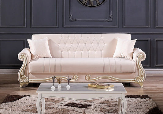 Canapé baroque rose convertible avec coffre – ALYA