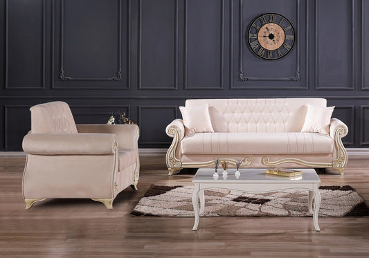 Canapé baroque rose convertible avec coffre – ALYA