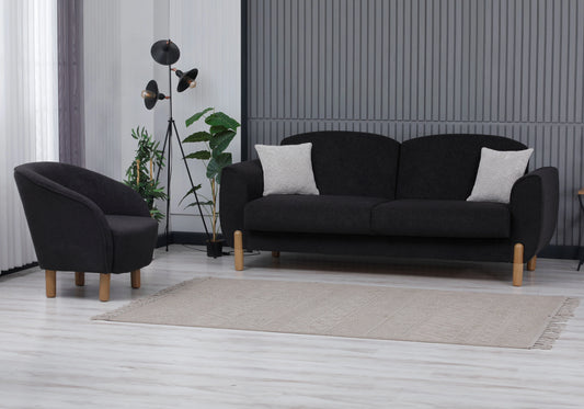 Canapé bouclé noir convertible avec coffre – BOHÊME