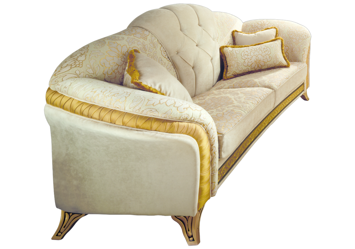 Canapé capitonné classique italien beige et or - Melodia