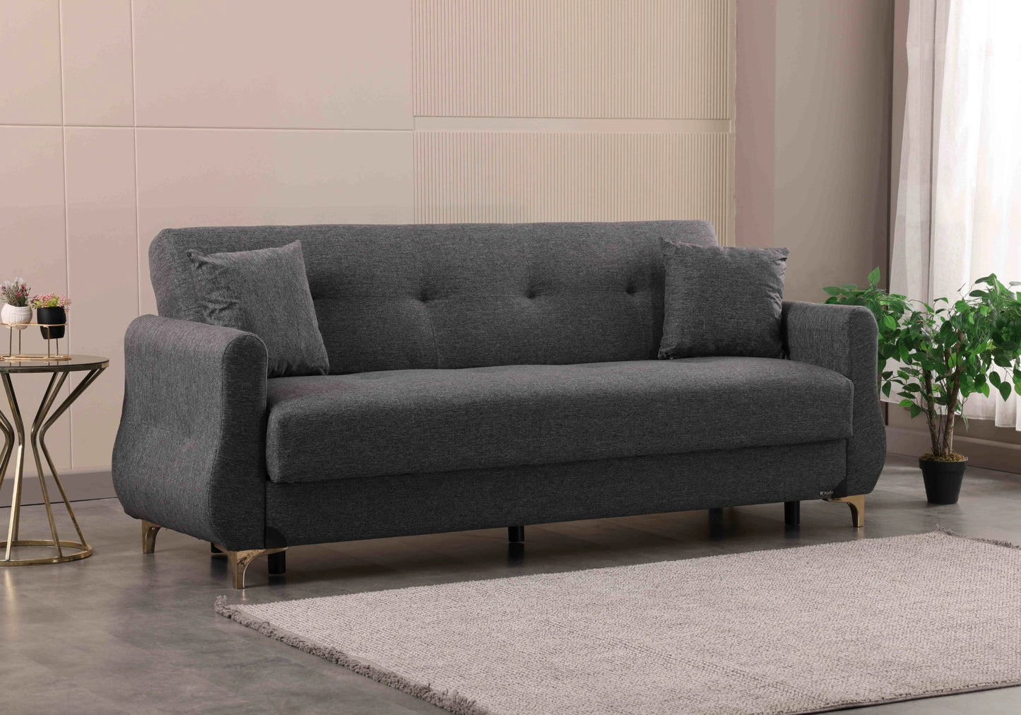 Canapé convertible avec coffre de rangement gris – CITY