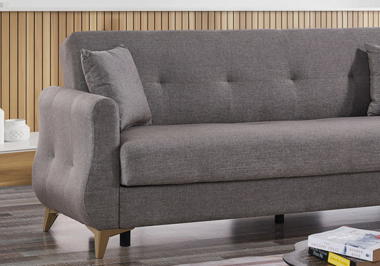 Canapé convertible avec coffre de rangement taupe – CITY