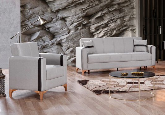 Canape lit coffre rangement tissu gris - PETRA