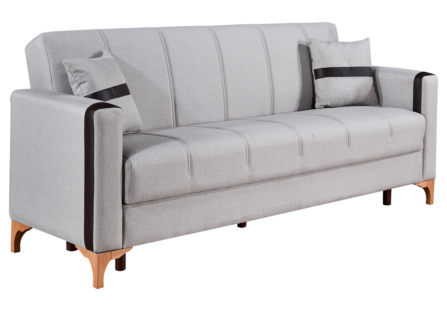 Canape lit coffre rangement tissu gris - PETRA