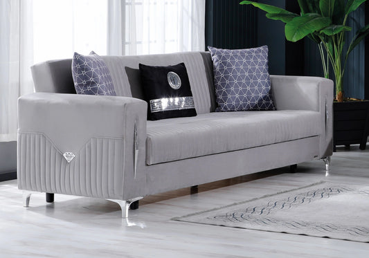 Canapé velours gris convertible avec coffre - ZARA