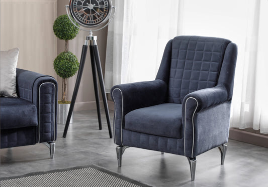 Canapé velours bleu nuit convertible coffre – ATLAS