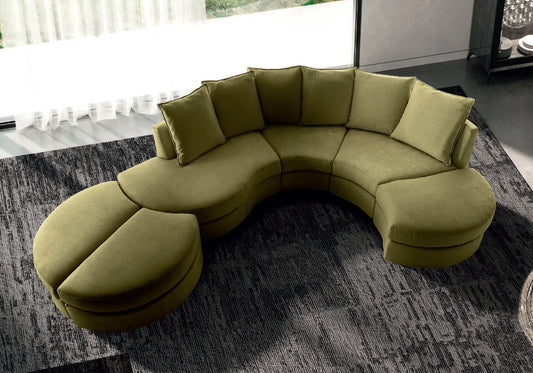 Canapé d'angle vert NARY, parfait pour le confort moderne et le style.