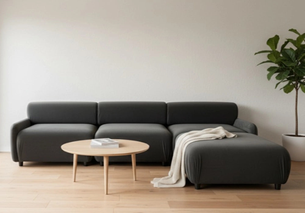 Canapé d’angle velours anthracite design - ALTO