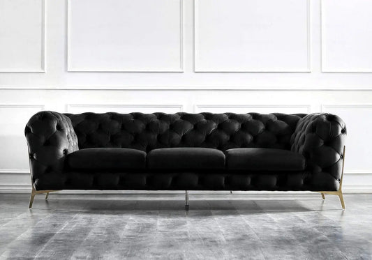 Canapés 3+2+1 chesterfield noir PACO BM Design