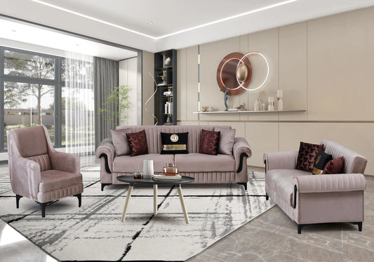 Canapé velours beige convertible coffre - ELYA