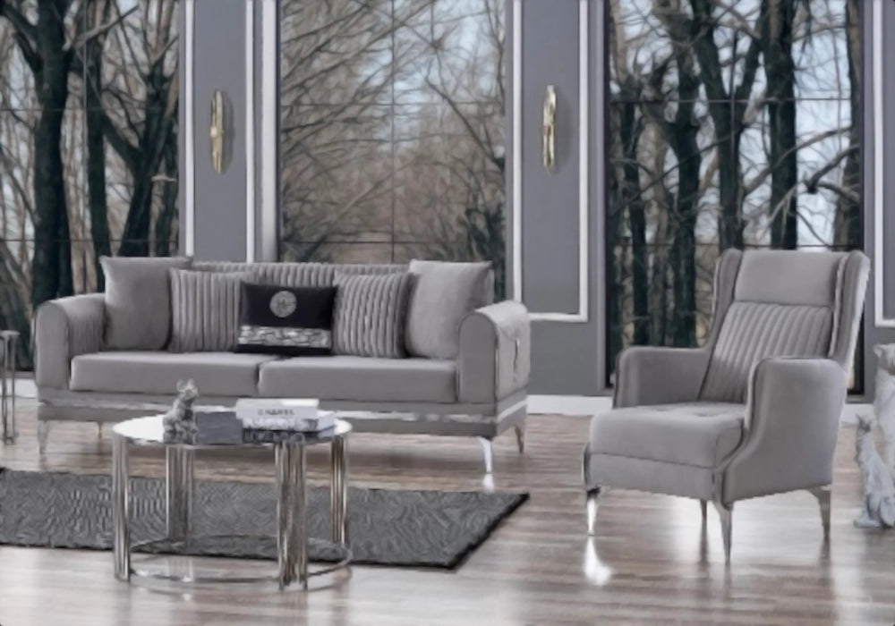 Canapé velours gris convertible avec coffre – LOFT