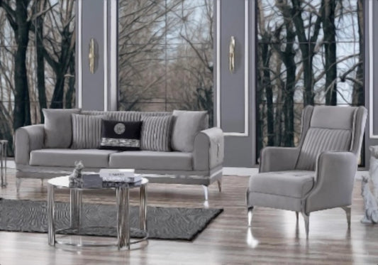Canapé velours gris convertible avec coffre – LOFT
