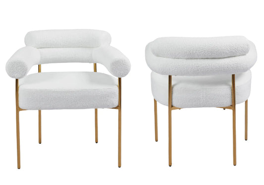 Chaise bulle doudou blanc pieds métal doré LAYA – Design élégant et confort pour chaque pièce.