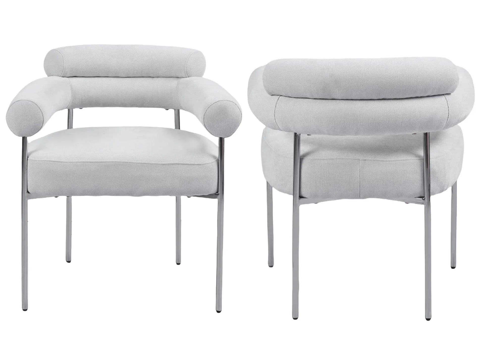 Chaise bulle LAYA avec pieds chromés et tissu gris