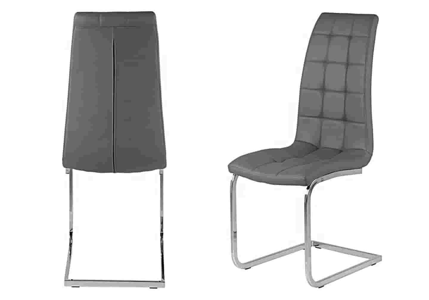 Chaise capitonné gris SIA (lot de 6) - DEKOFLIX