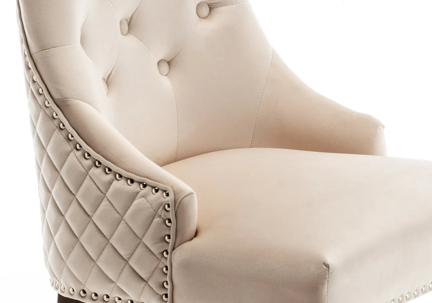 Chaise capitonnée argent beige LIDY New Design