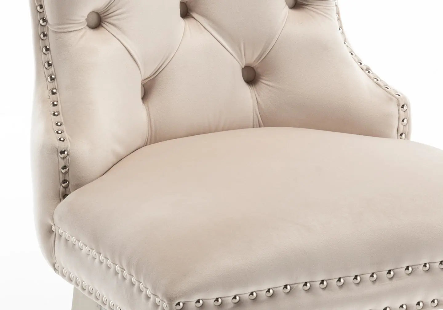 Chaise capitonnée argent beige LORA New Design