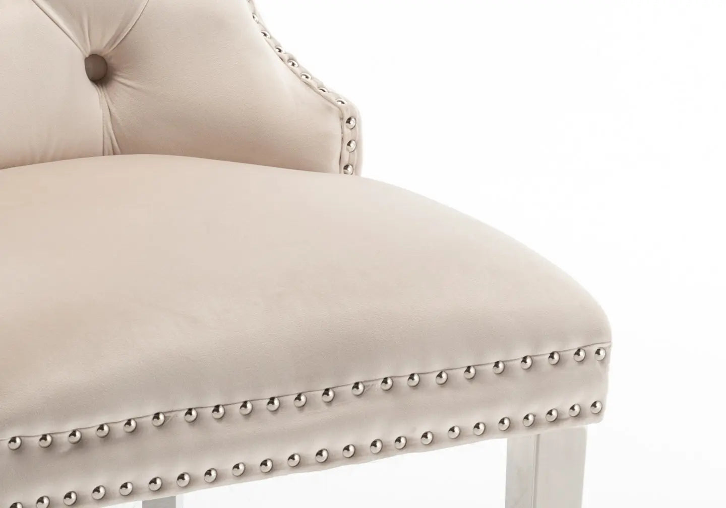 Chaise capitonnée argent beige LORA New Design