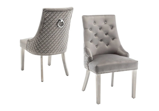 Chaise capitonnée argent gris LIDY New Design