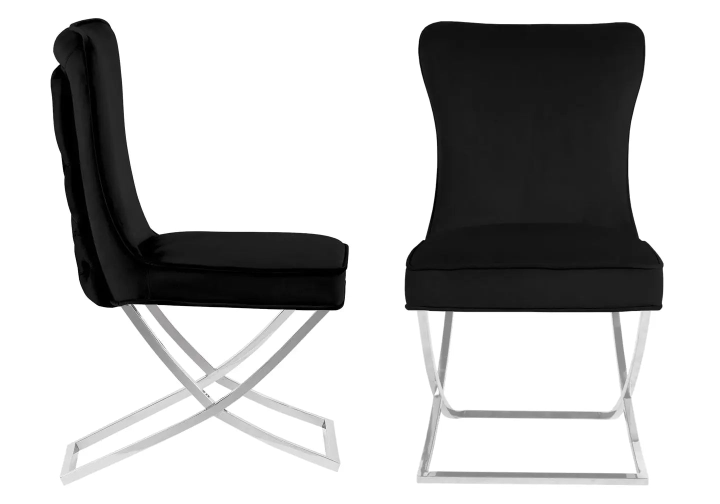 Chaise capitonnée argent noir ENZO (Lot de 2) New Design