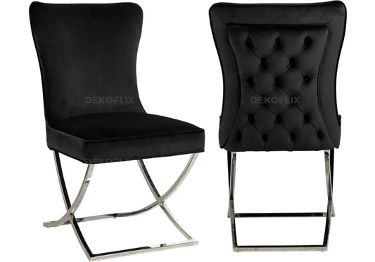 Chaise capitonnée argent noir ENZO (Lot de 2) New Design