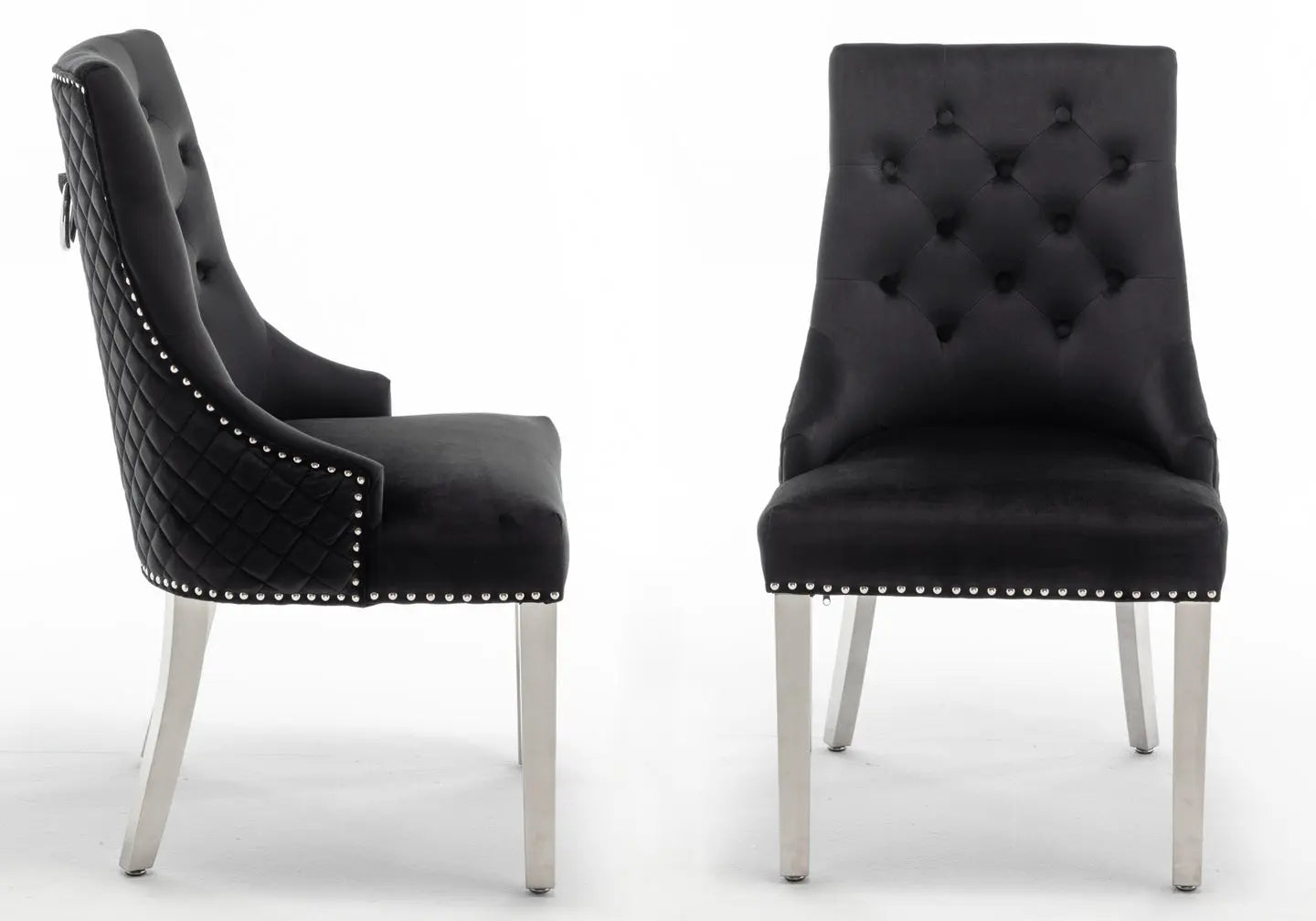 Chaise capitonnée argent noir LIDY New Design