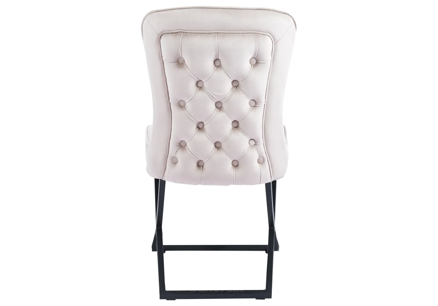 Chaise capitonnée beige pied noir ENZO(Lot de 2) New Design