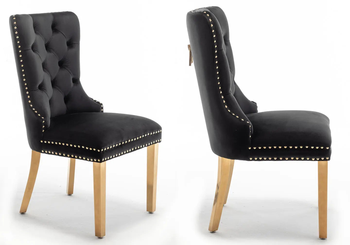 Chaise capitonnée dorée noir LORA New Design