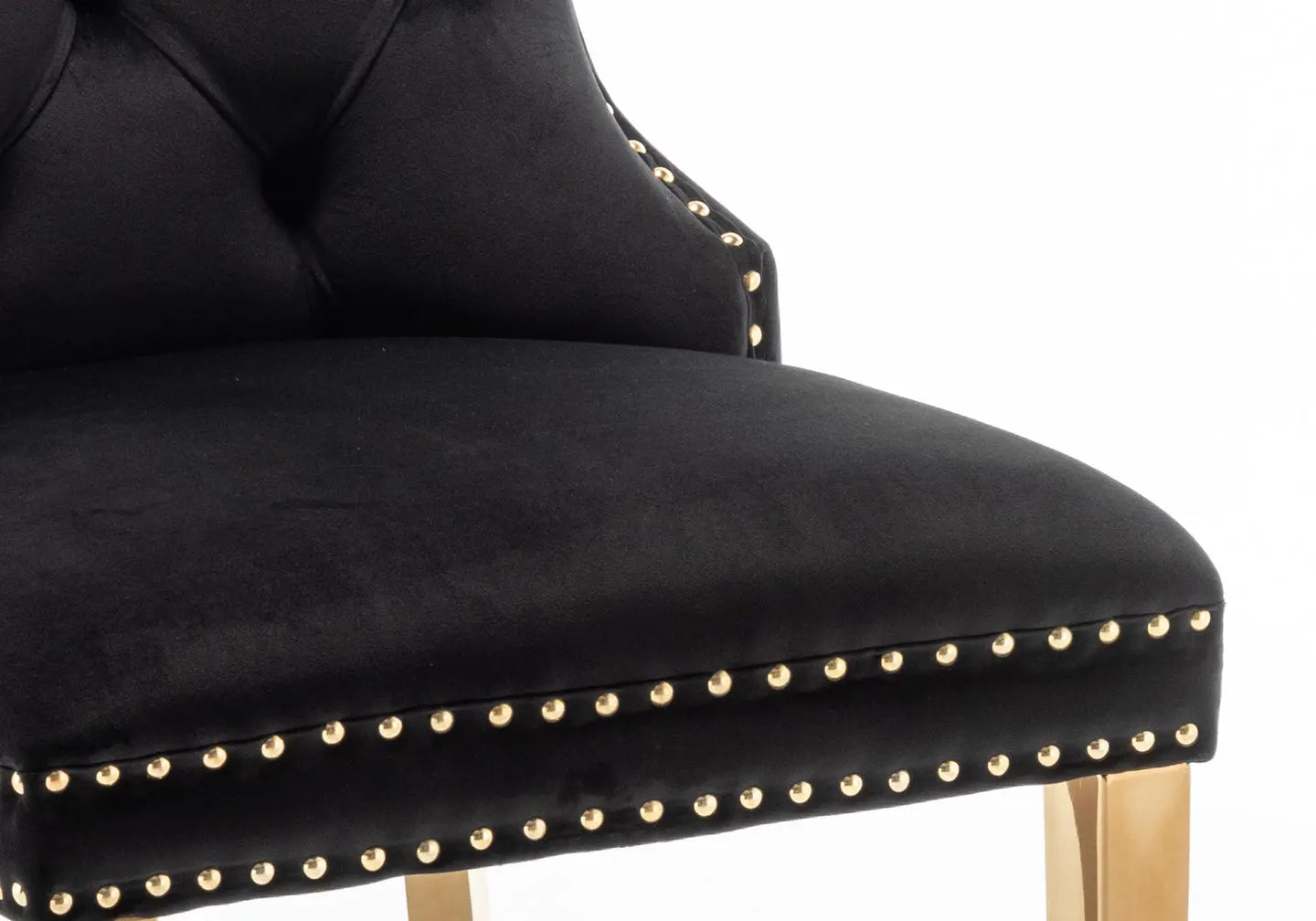 Chaise capitonnée dorée noir LORA New Design