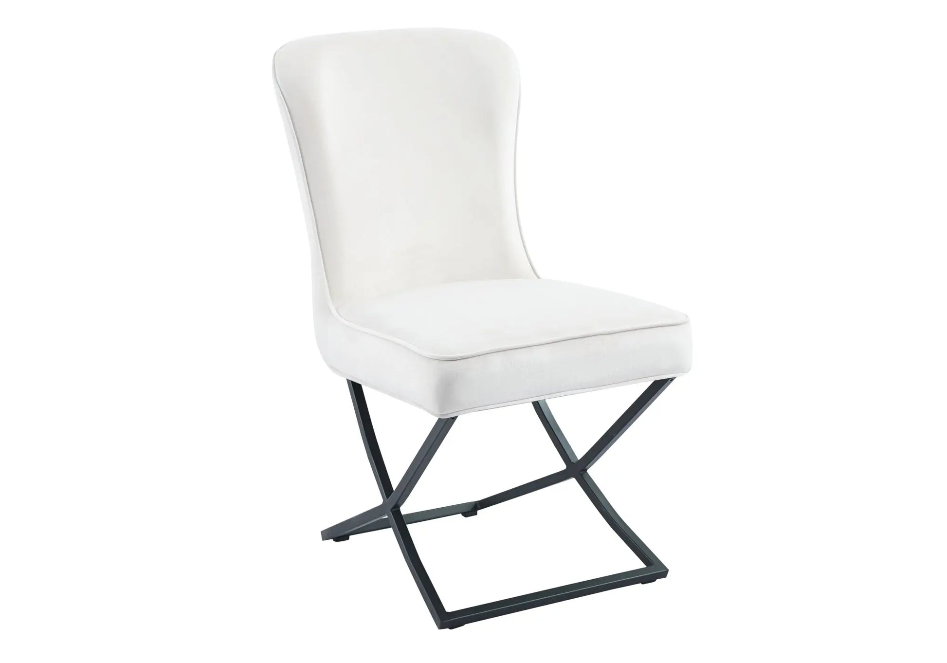 Chaise capitonnée ecru pied noir ENZO(Lot de 2) New Design